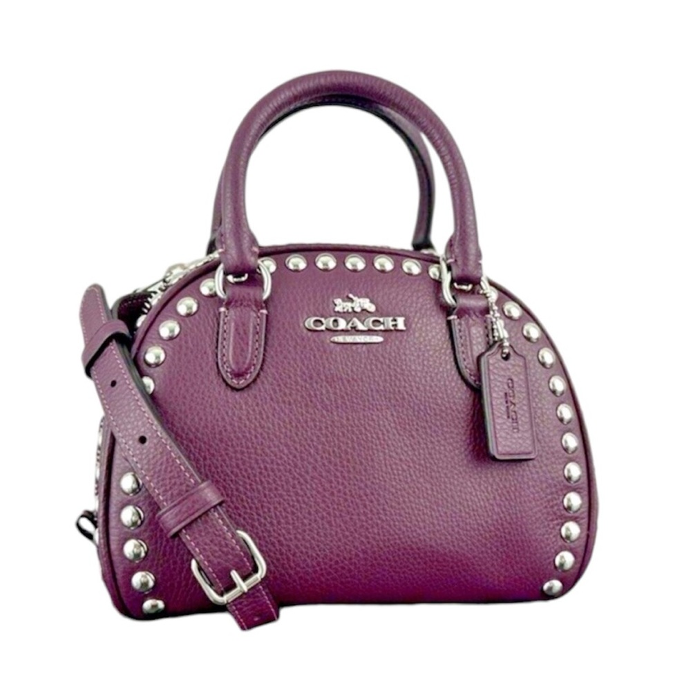 Coach Sydney Satchel with Rivets Crossbody Doctor’s Bag Satchel Studs 2 Handles - Picture 12 of 14